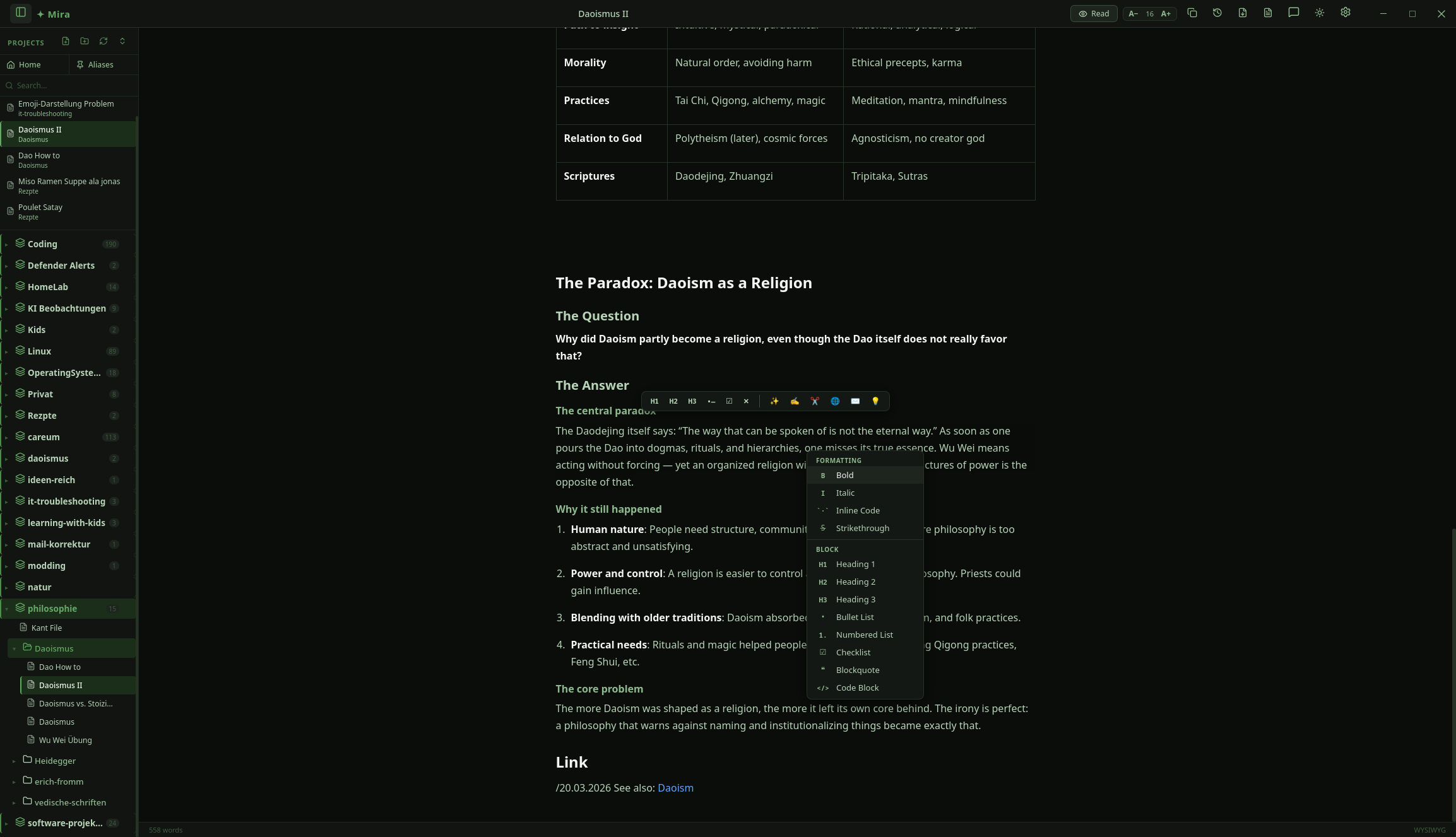 Mira Markdown Editor with syntax highlighting